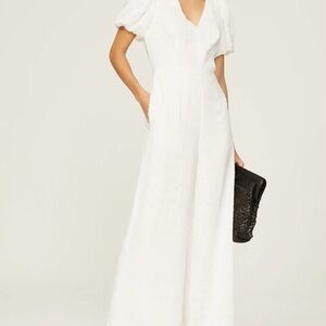 NWT Club Monaco Classic White Jumpsuit with Floral Design